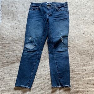 LOFT Dark Blue Distressed Skinny Jeans